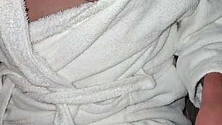 Real milf on business trip gives handjob and gets waxed