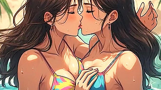AI Anime Hentai Uncensored, Uncensored video of Lesbian MILF Kissing, 3D Hentai Gangbang Cartoon on closeup by Kiidzy Animates