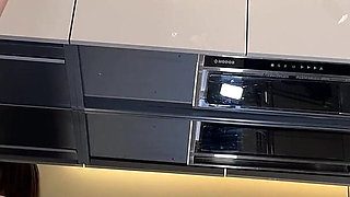 Hot and Horny Sexy Long Brunette Wife in Black Fishnet Stockings Takes Her Lace Panties off to Flash Pussy and Ass