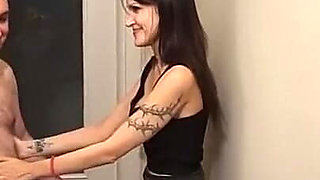 Two Hot Babes Dominate Naked Guy Kneeling in Submission