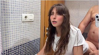 Creampie In My Hairy Pussy, My Stepfather Fills Me With Semen In The Bathroom While His Friends Are In The Living Room