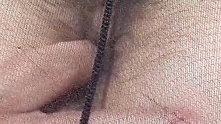 Open Wet Bush and Hairy Ass in Pantyhose (close-up) Facesitting POV