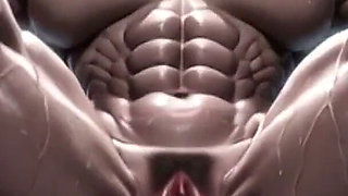 Extremely Muscular Girl Tied up in Gym - Big Clit Swollen Pussy Aroused