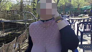 Small Café on the Terrace with a Transparent Top and a Mini Skirt No Panties