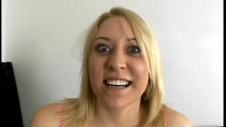 Randy cock sucking blonde gets a dick in her pussy and cum on her ass