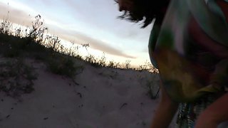 Hot Babe Caroline Public Beach Masturbation with Glass Dildo