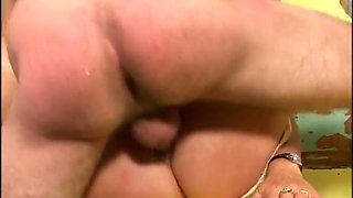 Blonde milf anal penetrated in dogging position and cum in mouth