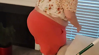 Big Belly Beauty Nurse Vick Cleans up Messy Floor