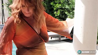 A day at the pool with mom and GILF Angel Grave