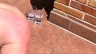 German old granny fucked horny by stepson on the balcony