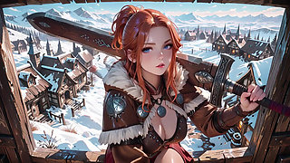 Forbidden Leather Armor Seduction in Medieval Village. Cold Queen Unzips Her Gear & Goes Wild!