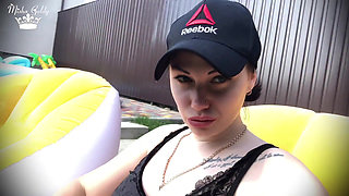 Hookah smoking outdoor & big lips tease