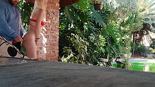 Having Fun in the Garden Blond Suking Cock