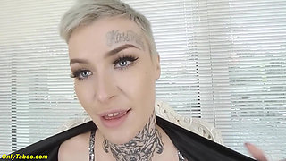 Tattooed Skinny Stepsis Stretching Her Holes