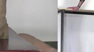 Slave's Orgasm Under Mistress Tatjana's White Boots Pp a
