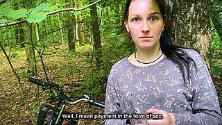 Dumb Brunette Broke Her Bike in the Woods & Pay with Her Pussy for the Repair! Doggystyle Fuck