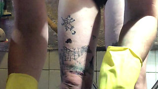 Epic View of My Ass and Bush in Your Face as I Do Naked Deep Cleaning in My Bathroom!