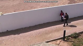 Doggy fuck with gf on the balcony