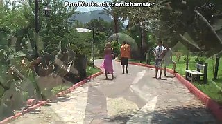 Three chicks are having fun