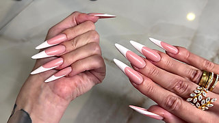 French Manicure Long Nails and Long Fingers