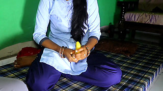 Teacher Caught Desi Indian College Girl with Banana in Her Pussy