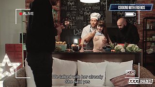 Luna Rival Tempts While Boyfriend Watches in Kitchen