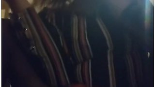 Natural blonde smokes, bowls, and grinds to the music