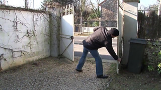 Horny pervert jerks off to older woman in shower