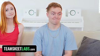 Make her jizz game with thin Ginger Babe Scarlet Skies & horny stud Joshua Lewis - teamskeet