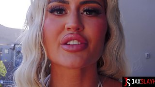 Curvy Buxom Plump-assed Blonde MILF Danii Banks Enjoys Pool-guy's Massive BBC While Her Hubby Is Away