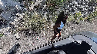 Rough Outdoor Fuck on the Car in Montenegro- Sexy Brunette Latina Show Extreme Blowjob and Fuck Doggy Style in POV