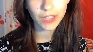 Small titted brunette teen fingering on the bed