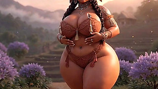 Curvy Indigenous Tribal BBW Strips & Shows Massive Tits in Sunset Village