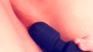 Black slut close up toy double