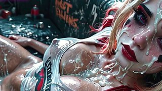 Harley Quinn Bathing in Sperm after Massive Creamy Loads