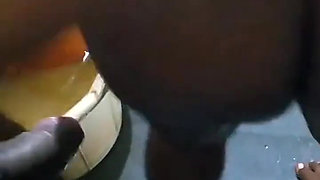 My wife is eating a big cock in bathroom part 1