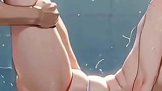 Gol Lady Reze Hard Anal Sex in the Pool