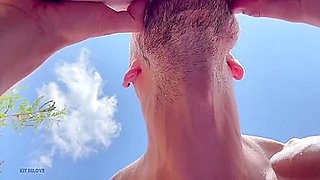 A Couple Of Hot Guys Have Wild Sex On A Beach, Causing Vacationers To React To Them
