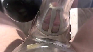 Caged Cock Teased and Denied Inside a Cock Sleeve