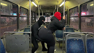 Big Ass Girl in Pink Leggings on the Bus Strips to Pink Thong