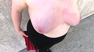 Naked breasts under the railway tunnel