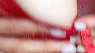 My Hot Wife in Sheer Red Lace Nightie - Passionate Titjob Until I Exploded Between Her Massive Tits