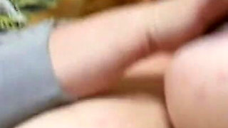 Big saggy tits coated in cum