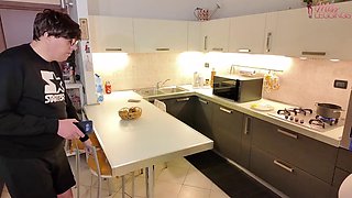 Stepmom Cooks in White Leggings and Catches Stepsons Friend Secretly Taking Pics of Her