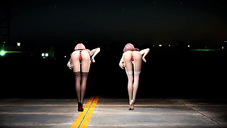 Double Pink-haired Korean Beauty Choloate Cream Big Tits White Tiger Pussy