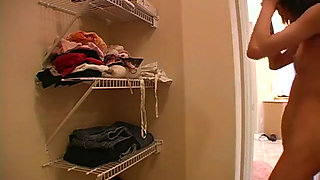 Skinny slut in her bathroom amateur masturbation