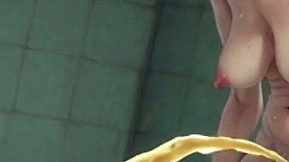 90yo Granny Desperate Pee in Public Bathroom - Hairy Pussy Orgasm