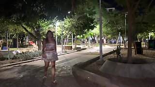 Colombian bitch offers me her services and flashes me her attributes on the street