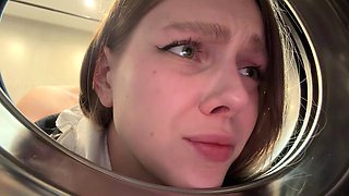 IMAGINE, IM STUCK IN THE WASHING MACHINE! I fucked my stepsister in the machine