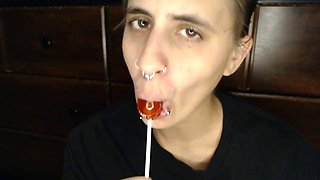 Pierced Lesbian Tongue-Fucks Wet Pussy